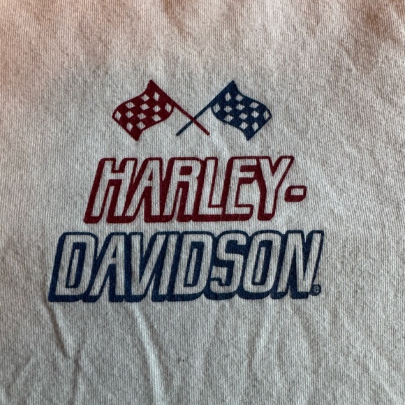 Harley-Davidson White Tee with Red and Blue Graphics - Picture 3 of 5